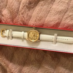 Coach Watch - Gold face with white leather NWOT